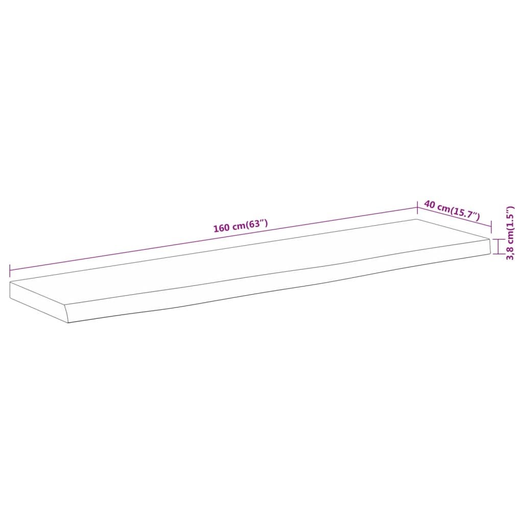 Dessus de table 160x40x3,8 cm rectangulaire bois massif acacia Plateaux de table vidaXL   