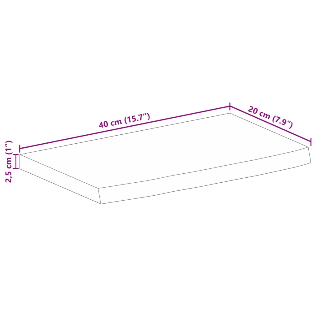 Dessus de table 40x20x2,5 cm bord vif bois massif manguier brut Plateaux de table vidaXL   