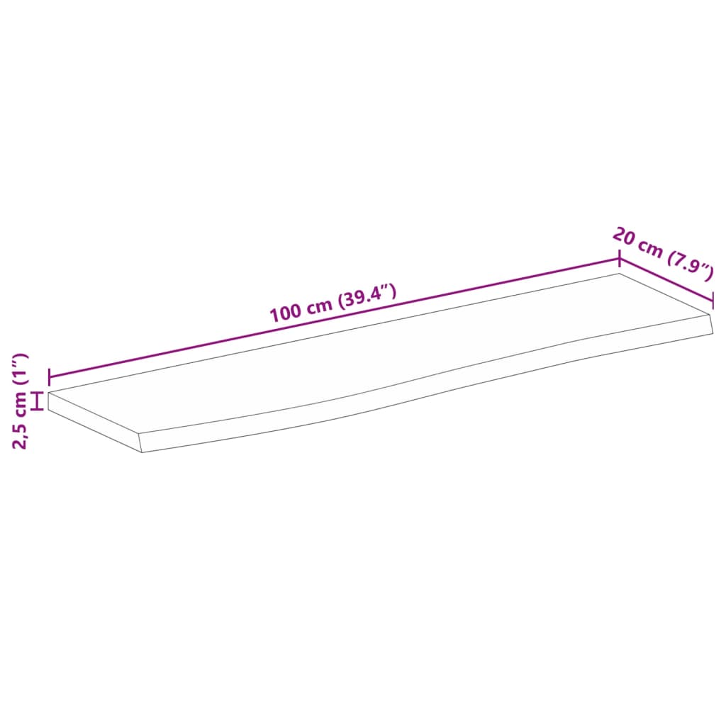 Dessus de table 100x20x2,5cm bord vif bois massif manguier brut Plateaux de table vidaXL   