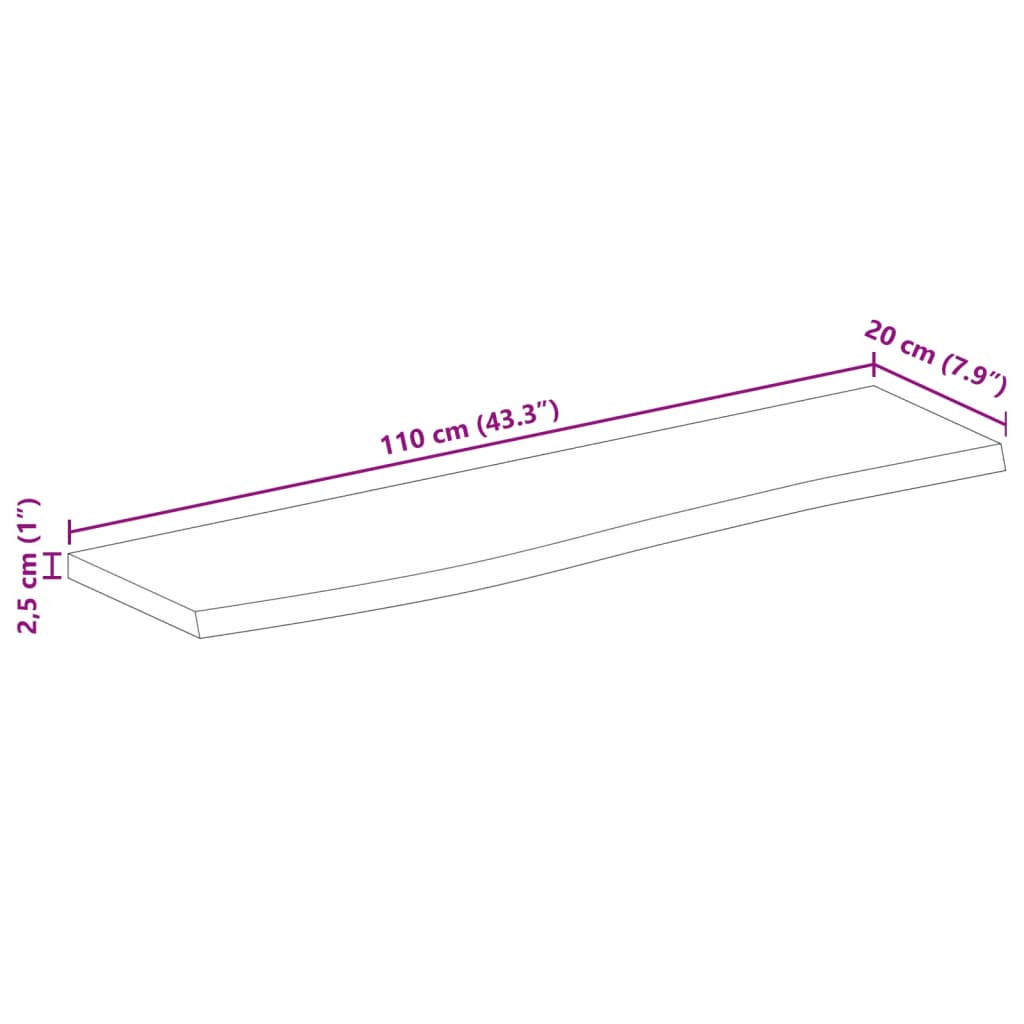 Dessus de table 110x20x2,5cm bord vif bois massif manguier brut Plateaux de table vidaXL   