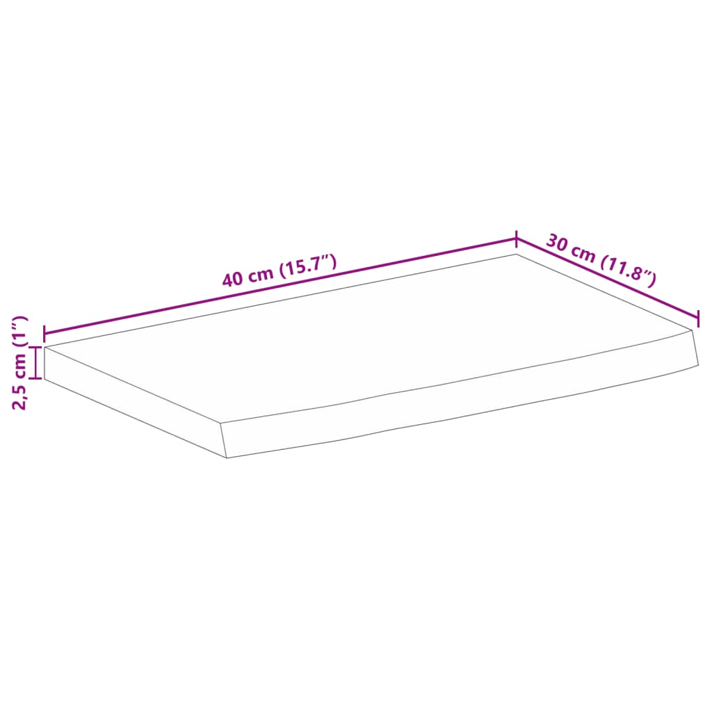 Dessus de table 40x30x2,5 cm bord vif bois massif manguier brut Plateaux de table vidaXL   