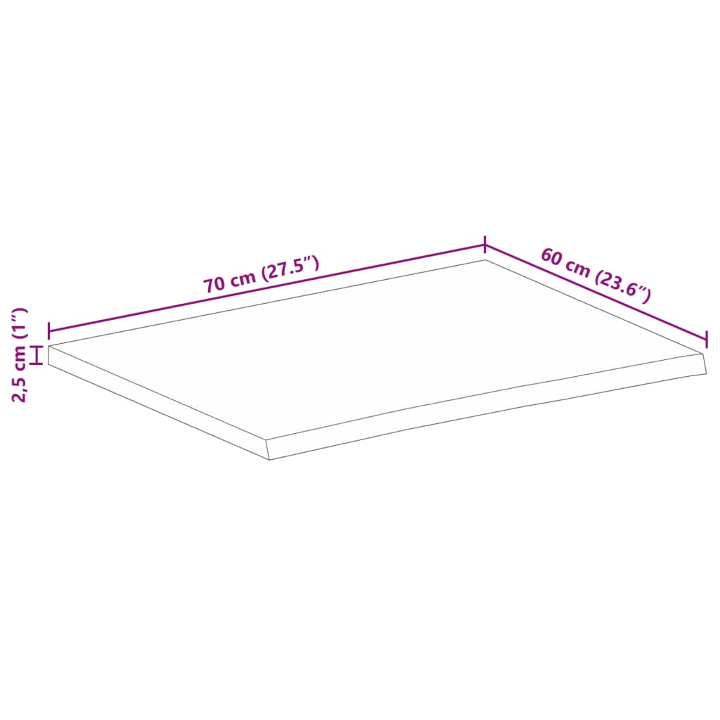 Dessus de table 70x60x2,5 cm bord vif bois massif manguier brut Plateaux de table vidaXL   