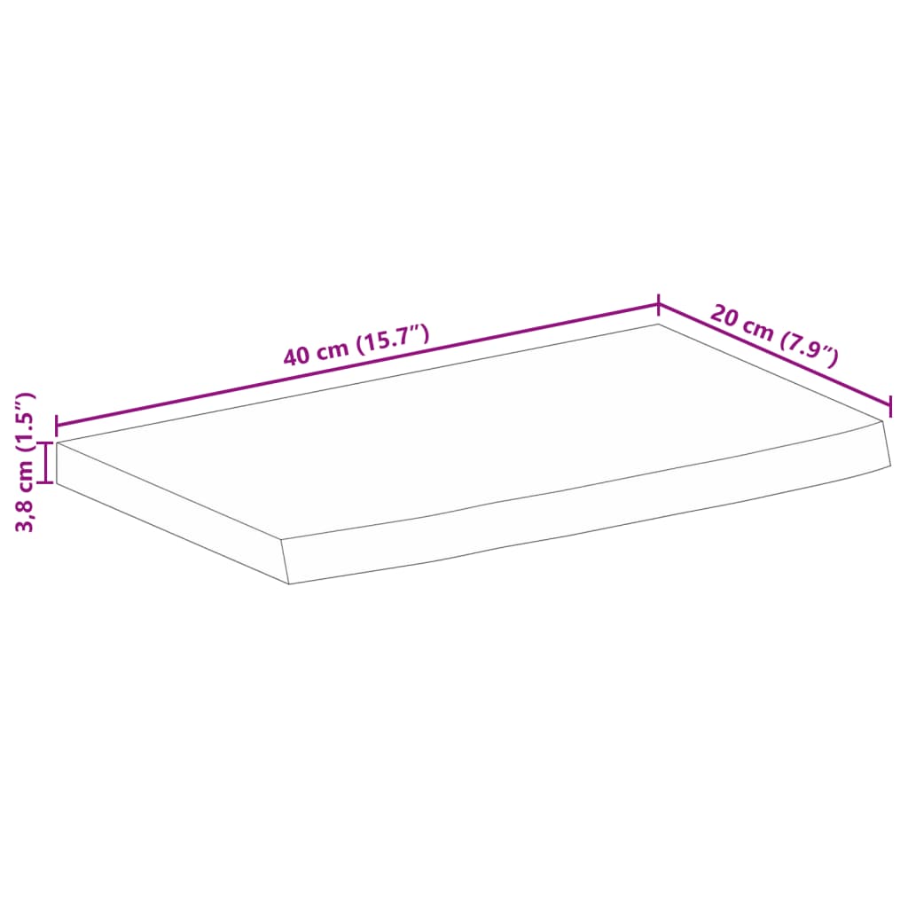 Dessus de table 40x20x3,8 cm bord vif bois massif manguier brut Plateaux de table vidaXL   