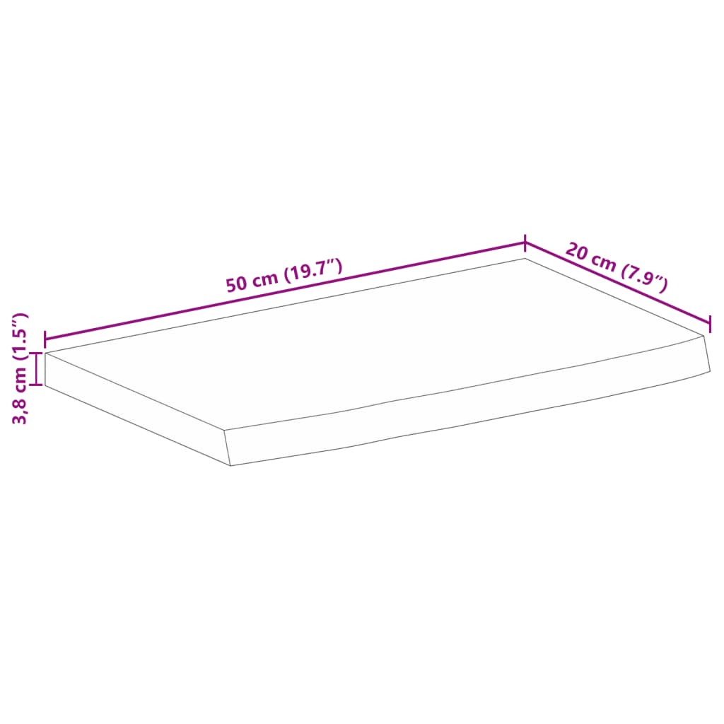 Dessus de table 50x20x3,8 cm bord vif bois massif manguier brut Plateaux de table vidaXL   