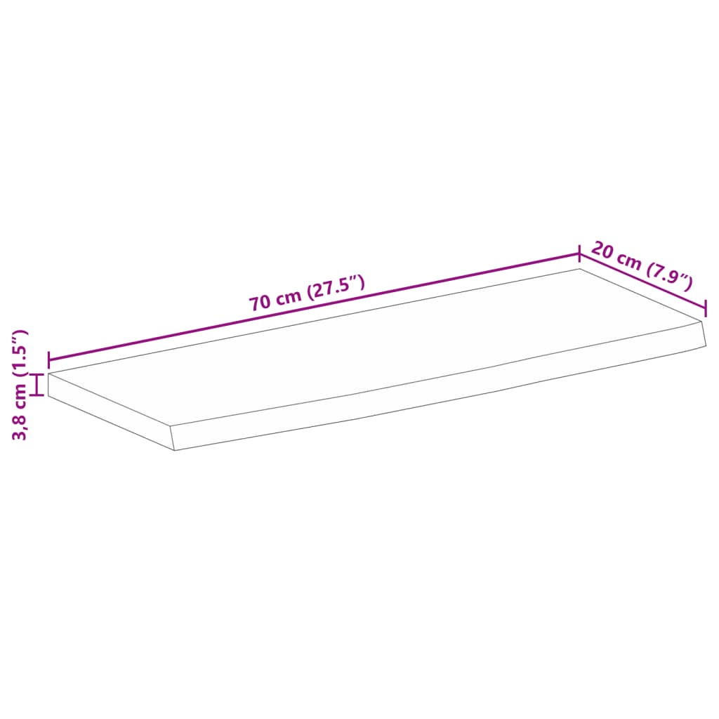 Dessus de table 70x20x3,8 cm bord vif bois massif manguier brut Plateaux de table vidaXL   