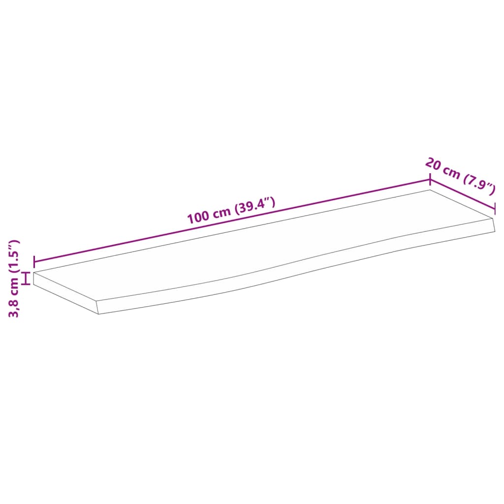 Dessus de table 100x20x3,8cm bord vif bois massif manguier brut Plateaux de table vidaXL   