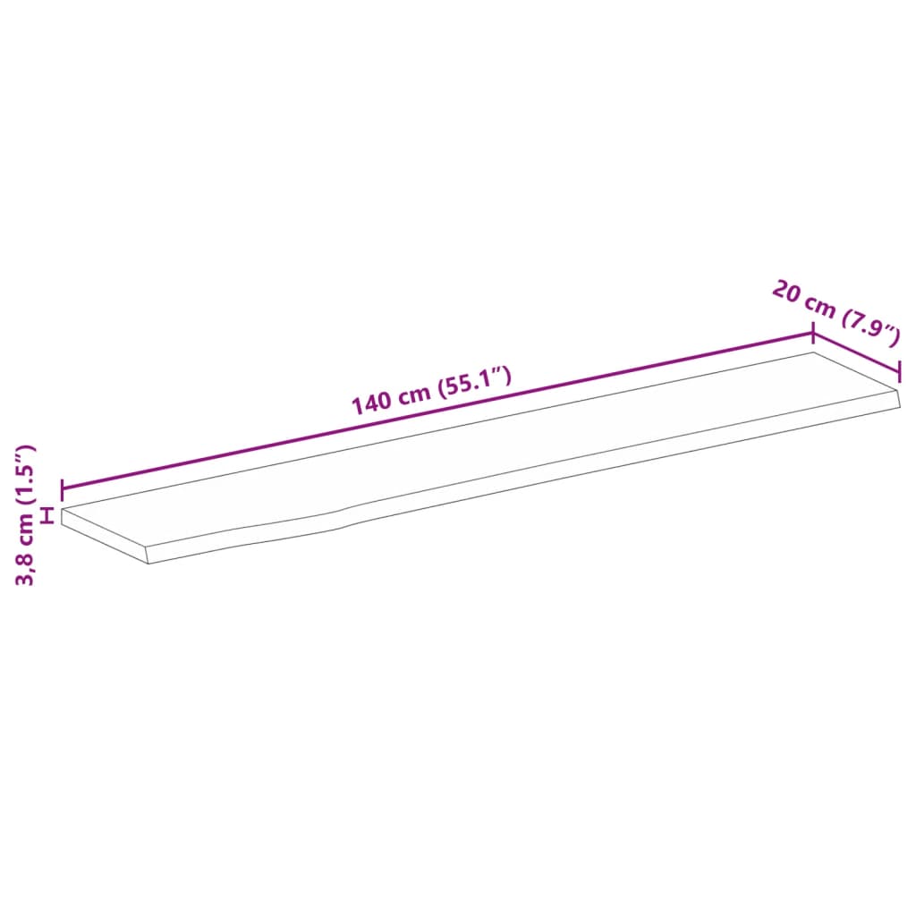 Dessus de table 140x20x3,8cm bord vif bois massif manguier brut Plateaux de table vidaXL   