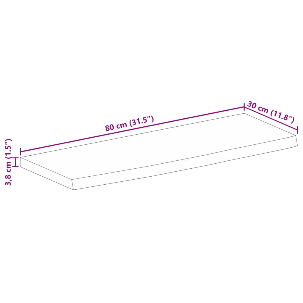 Dessus de table 80x30x3,8 cm bord vif bois massif manguier brut Plateaux de table vidaXL   