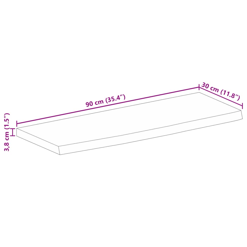 Dessus de table 90x30x3,8 cm bord vif bois massif manguier brut Plateaux de table vidaXL   