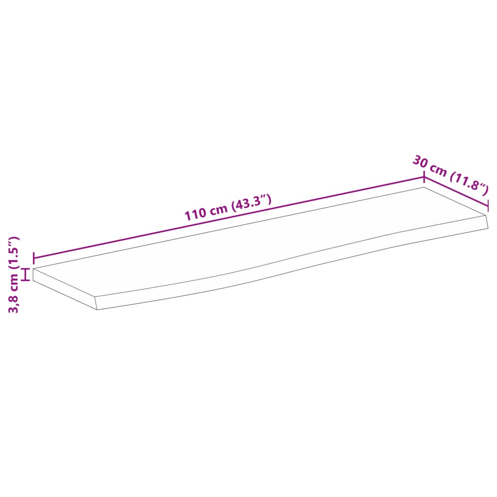 Dessus de table 110x30x3,8cm bord vif bois massif manguier brut Plateaux de table vidaXL   