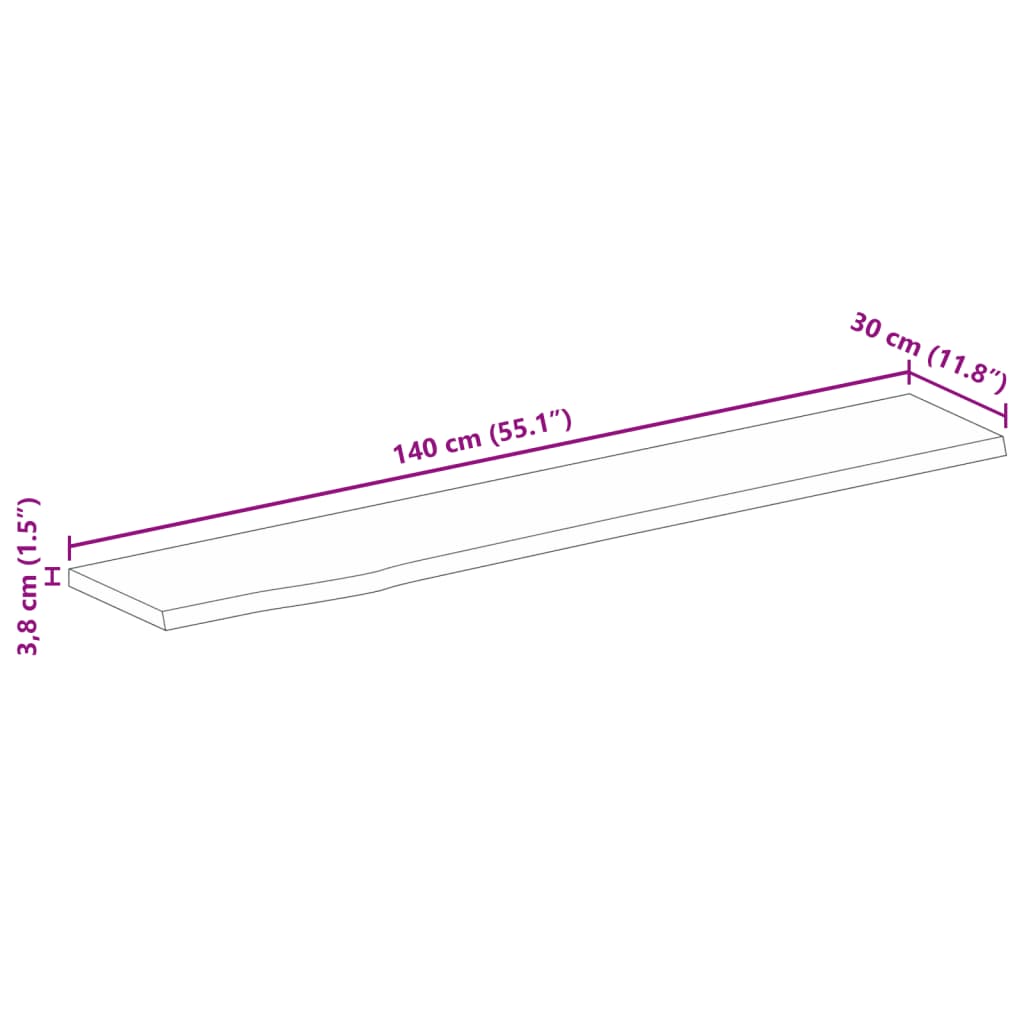 Dessus de table 140x30x3,8 cm bord vif bois massif manguier bru Plateaux de table vidaXL   