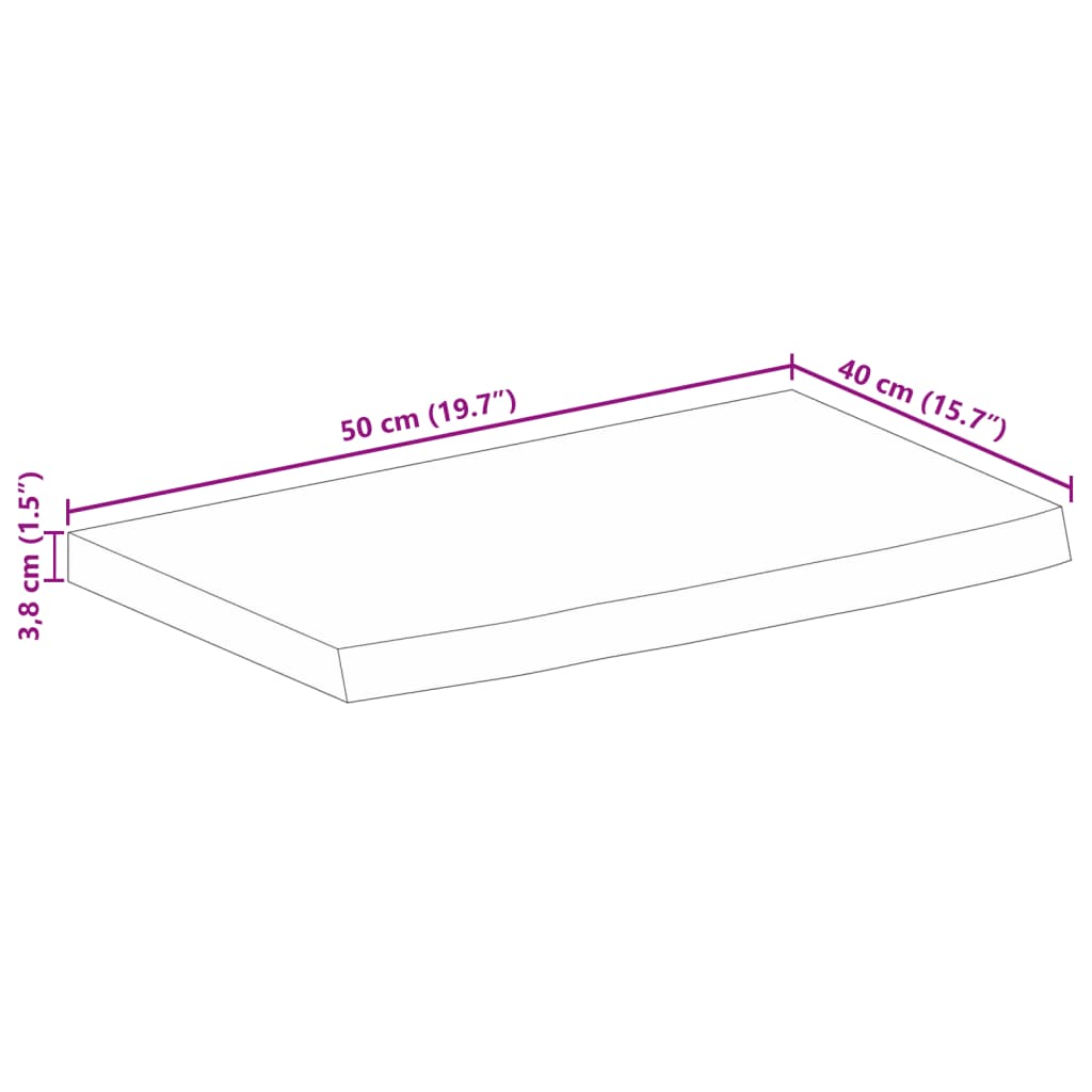 Dessus de table 50x40x3,8 cm bord vif bois massif manguier brut Plateaux de table vidaXL   