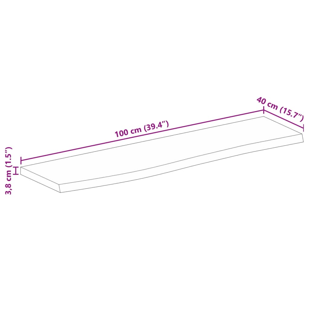 Dessus de table 100x40x3,8cm bord vif bois massif manguier brut Plateaux de table vidaXL   