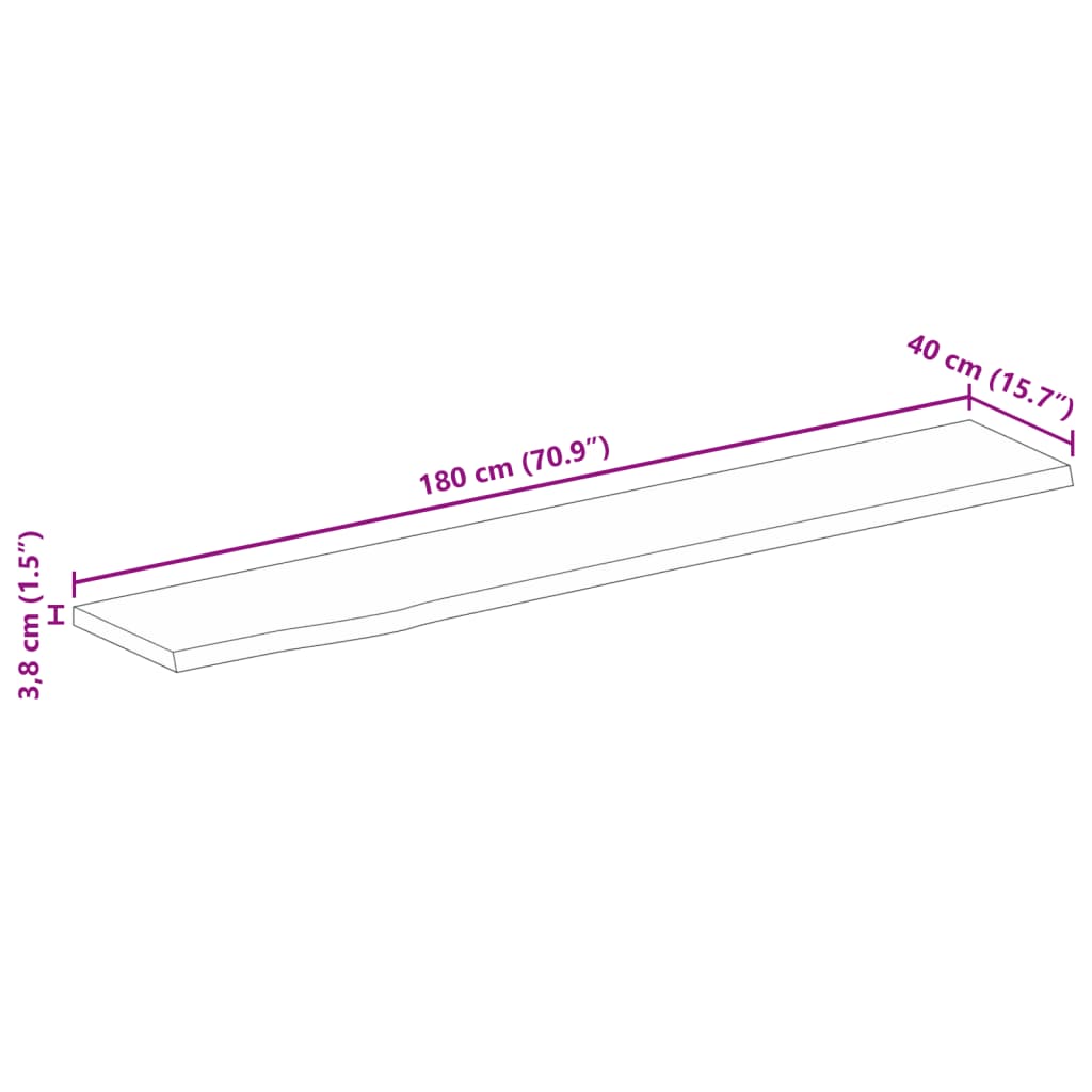 Dessus de table 180x40x3,8cm bord vif bois massif manguier brut Plateaux de table vidaXL   