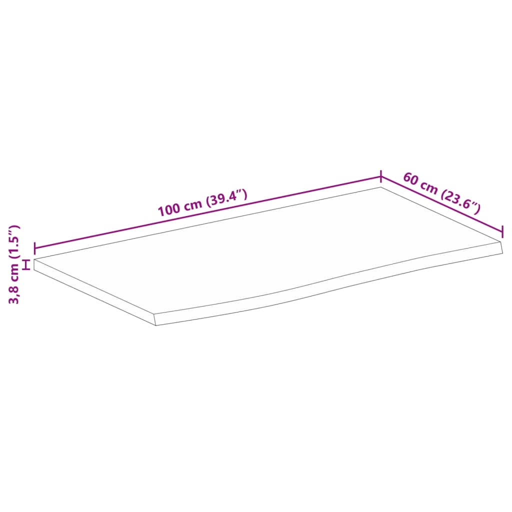 Dessus de table 100x60x3,8cm bord vif bois massif manguier brut Plateaux de table vidaXL   