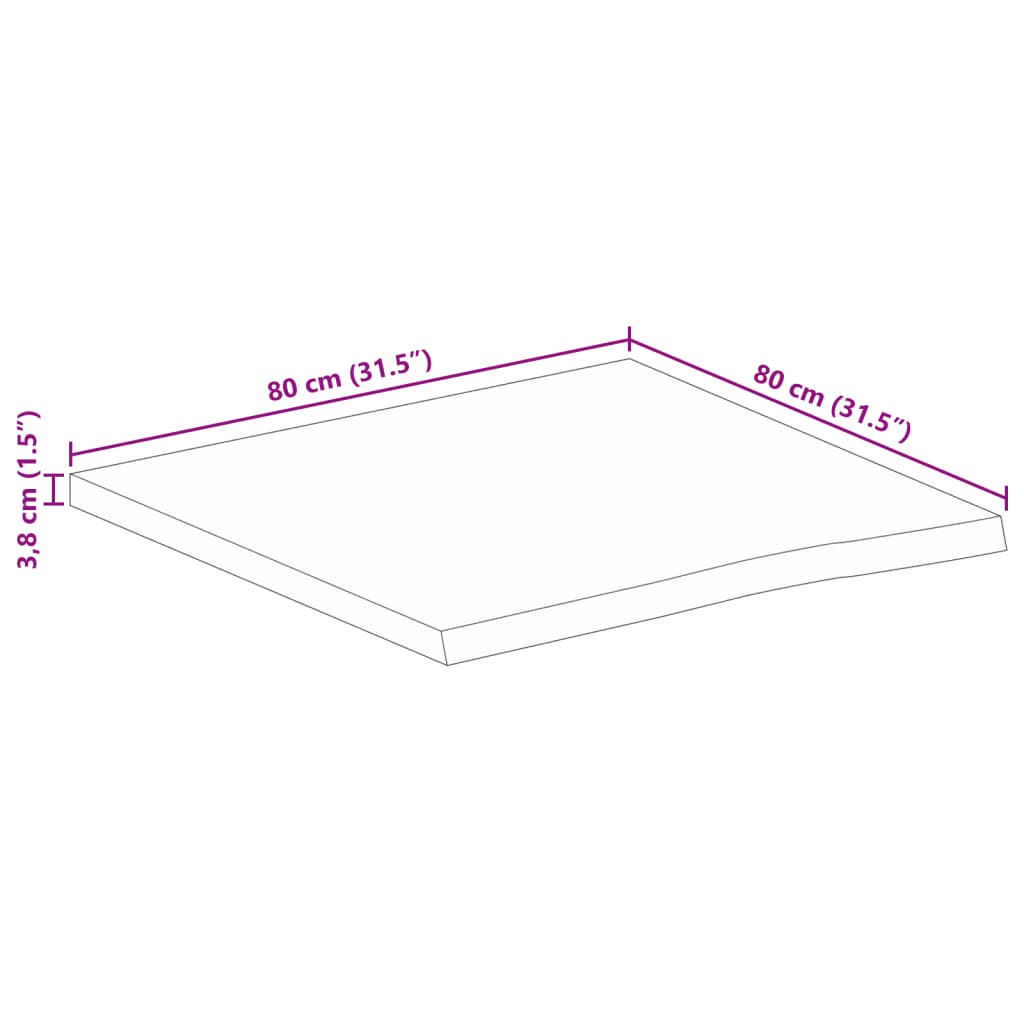 Dessus de table 80x80x3,8 cm bord vif bois massif manguier brut Plateaux de table vidaXL   