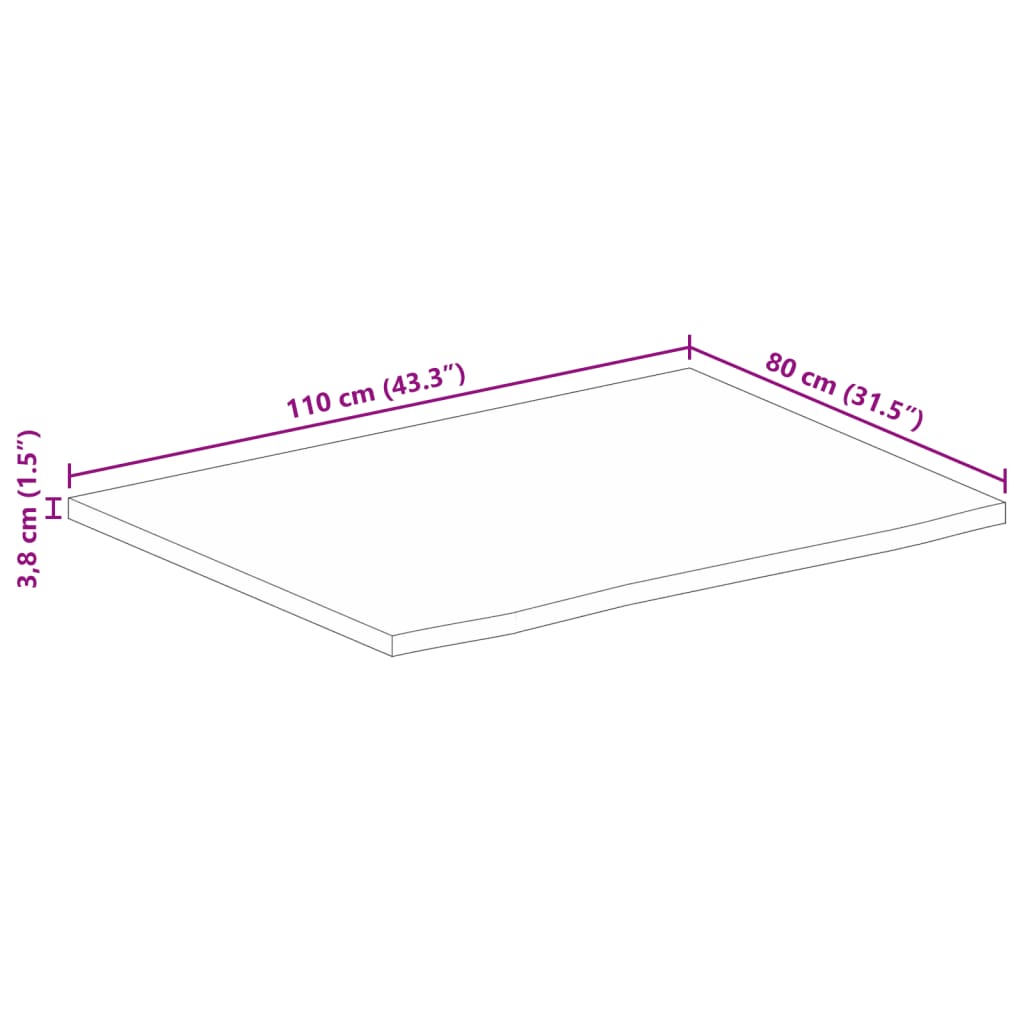 Dessus de table 110x80x3,8cm bord vif bois massif manguier brut Plateaux de table vidaXL   