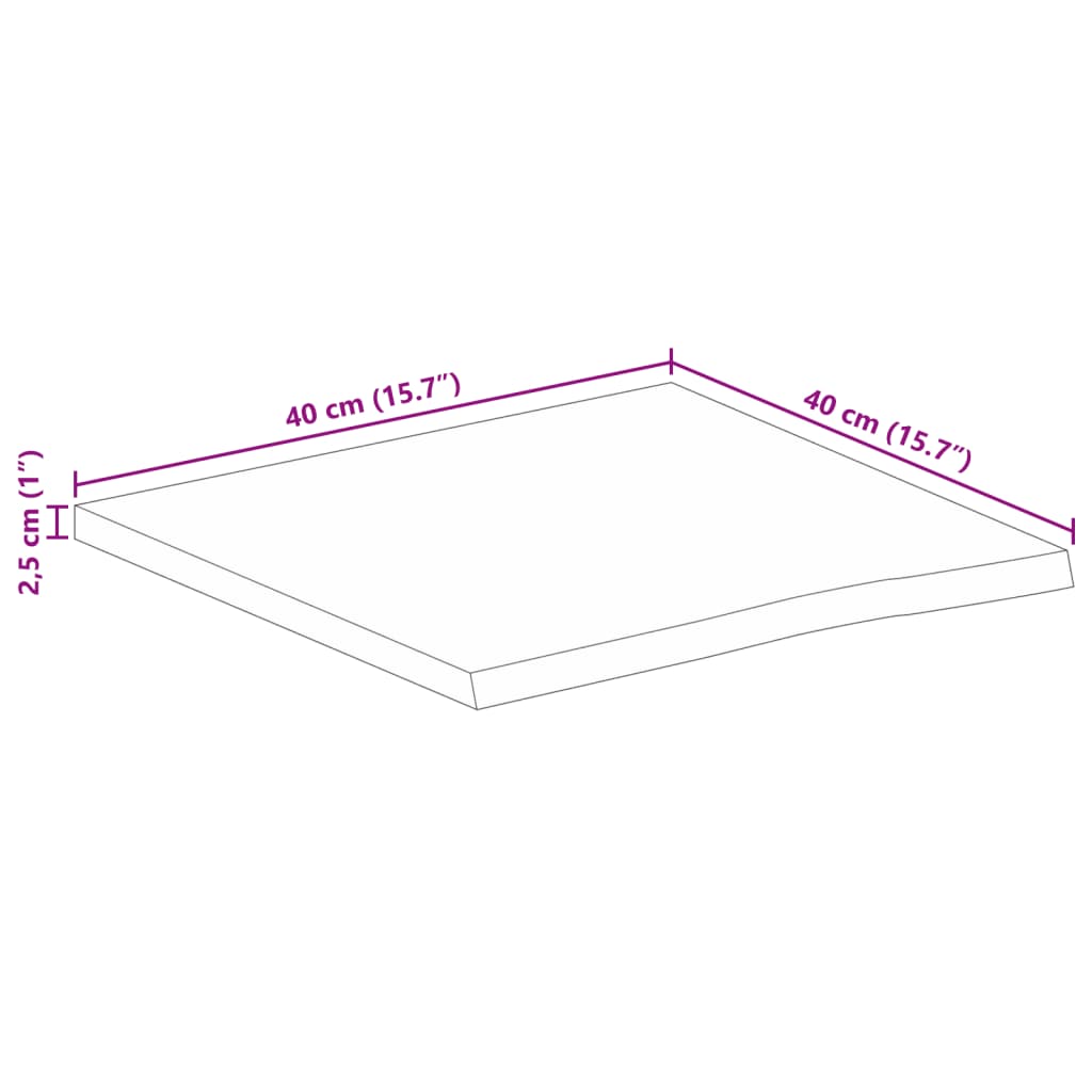 Dessus de table à bord vivant 40x40x2,5 cm bois massif manguier Plateaux de table vidaXL   