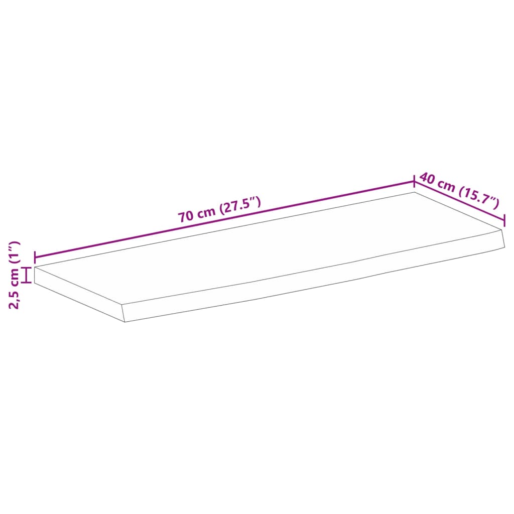 Dessus de table à bord vivant 70x40x2,5 cm bois massif manguier Plateaux de table vidaXL