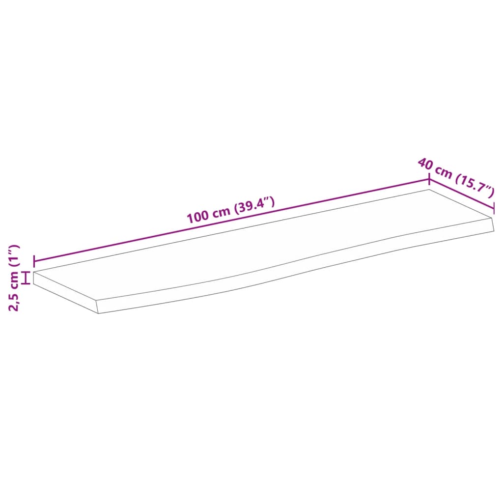 Dessus de table à bord vivant 100x40x2,5cm bois massif manguier Plateaux de table vidaXL