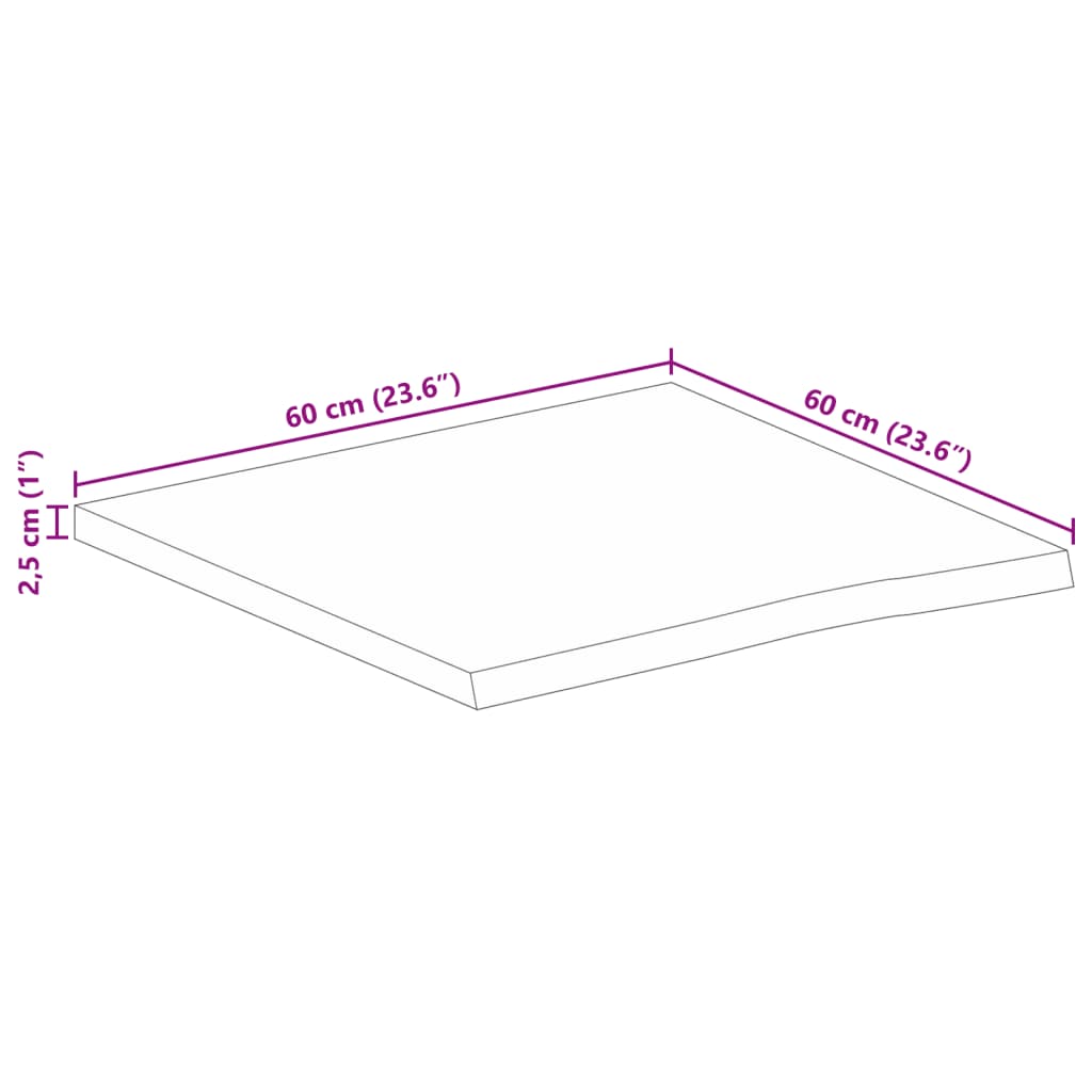 Dessus de table à bord vivant 60x60x2,5 cm bois massif manguier Plateaux de table vidaXL   