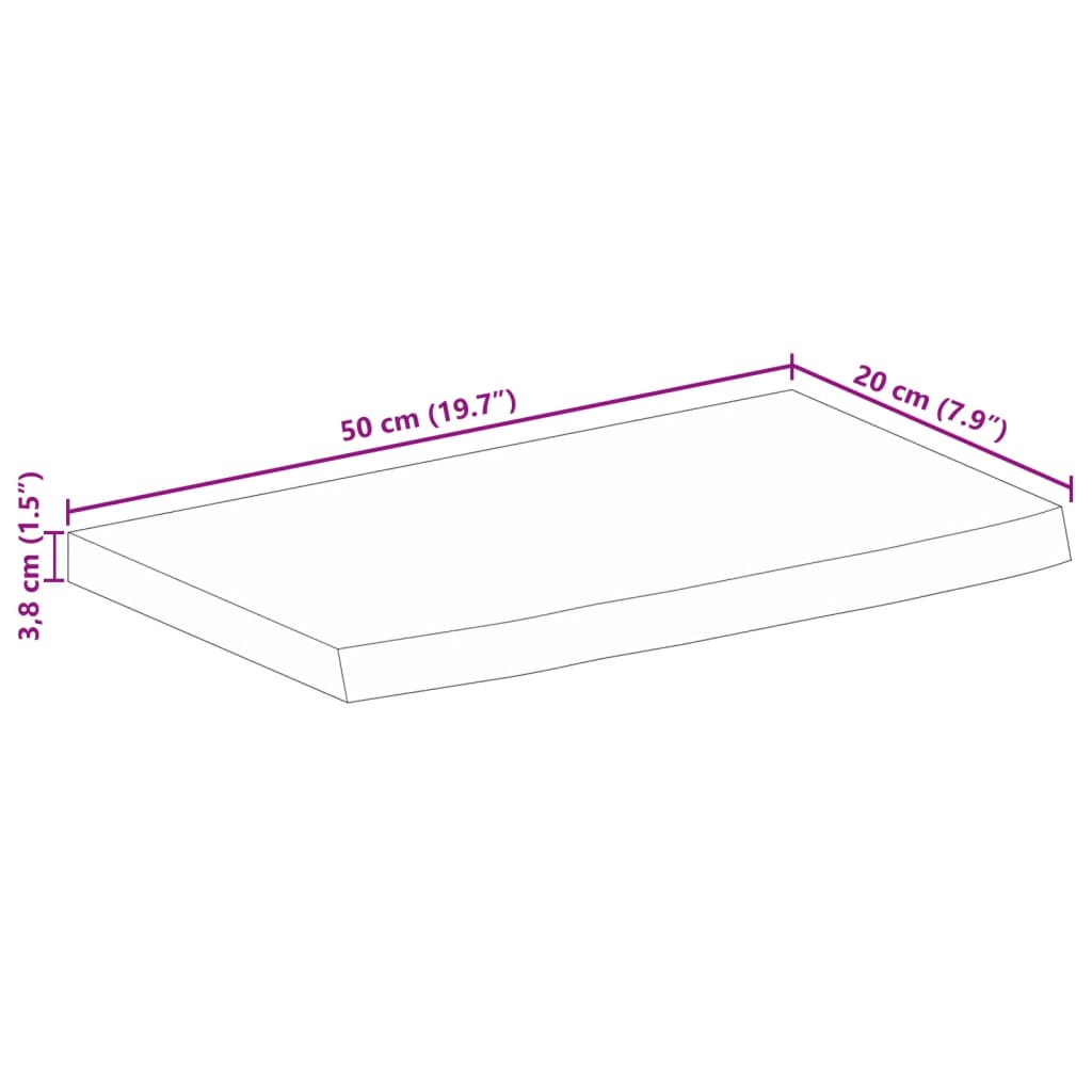 Dessus de table à bord vivant 50x20x3,8 cm bois massif manguier Plateaux de table vidaXL   