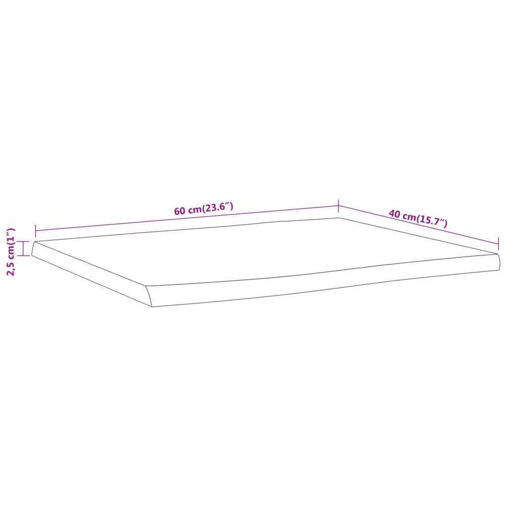 Dessus de table 60x40x2,5 cm rectangulaire bois massif d'acacia Plateaux de table vidaXL   