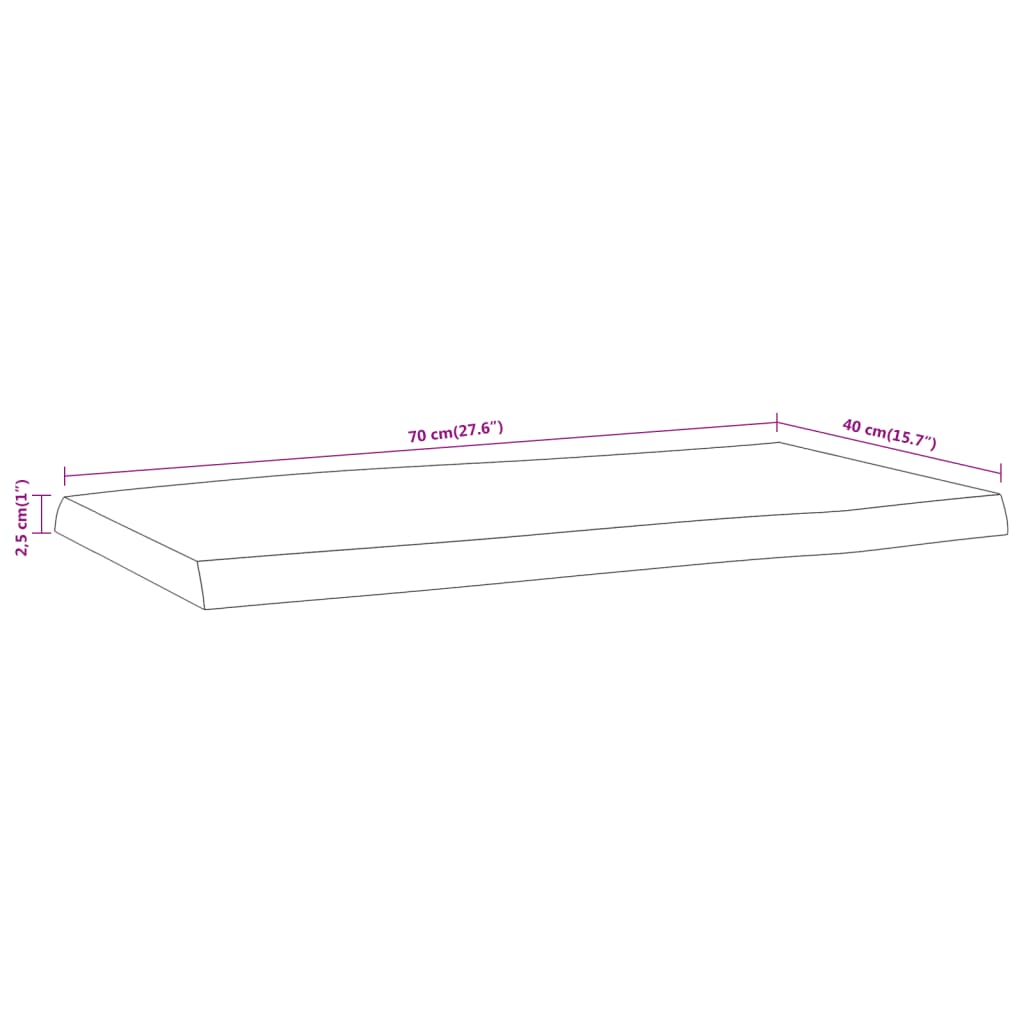 Dessus de table 70x40x2,5 cm rectangulaire bois massif d'acacia Plateaux de table vidaXL   