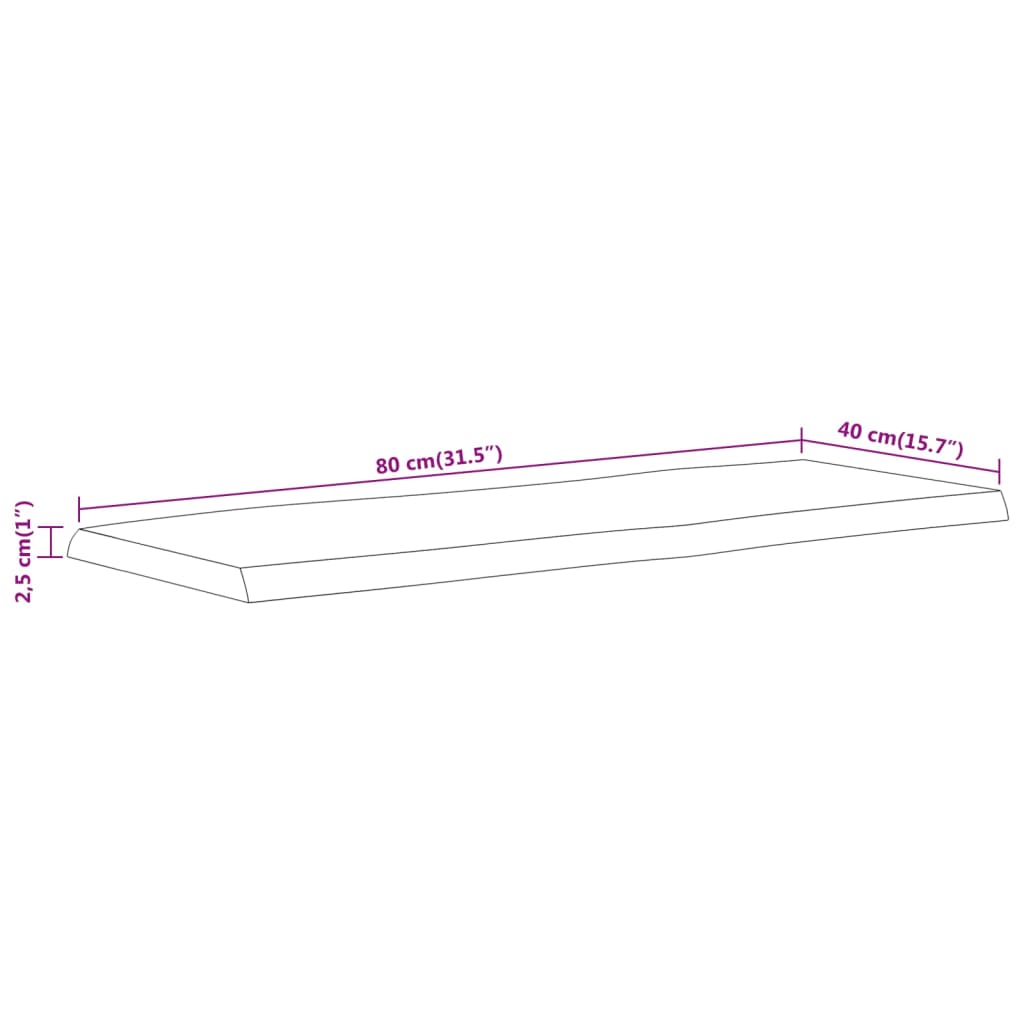 Dessus de table 80x40x2,5 cm rectangulaire bois massif acacia Plateaux de table vidaXL   