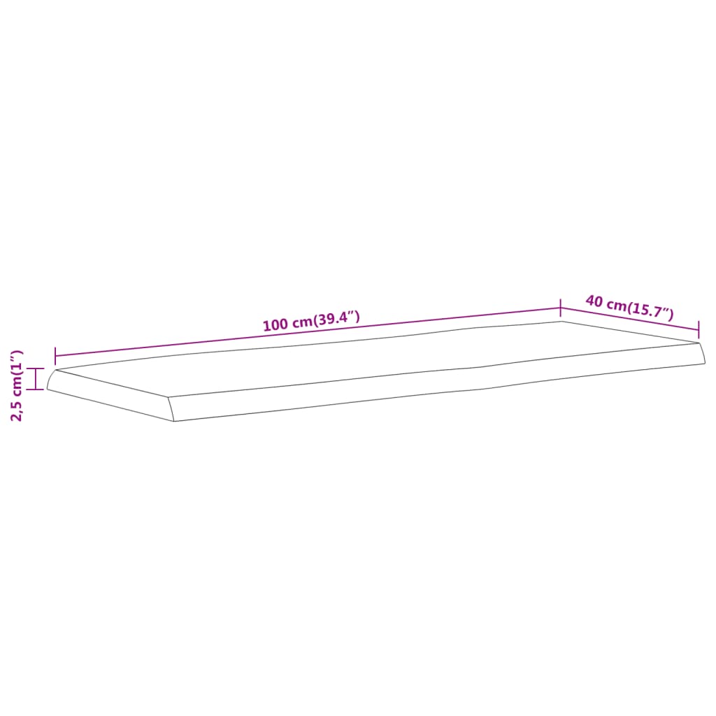 Dessus de table 100x40x2,5 cm rectangulaire bois massif acacia Plateaux de table vidaXL   