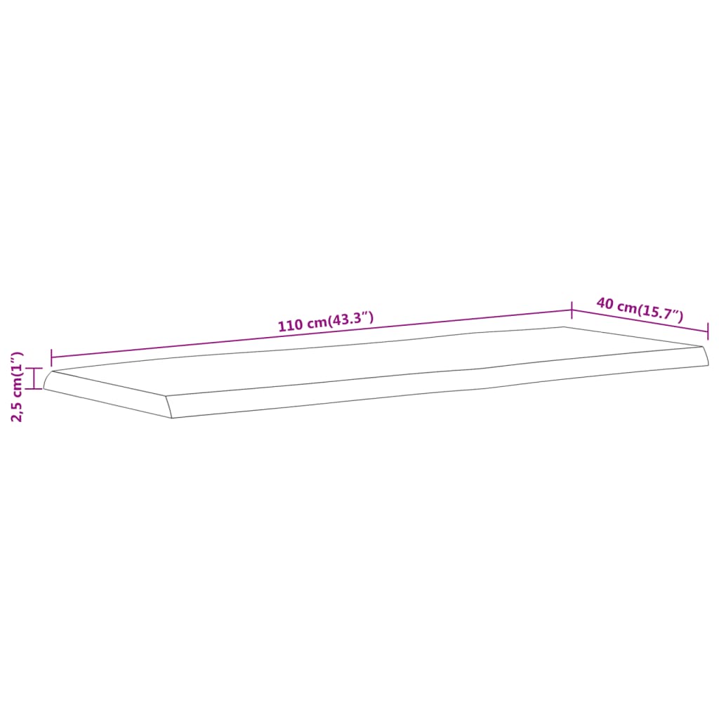 Dessus de table 110x40x2,5 cm rectangulaire bois massif acacia Plateaux de table vidaXL   