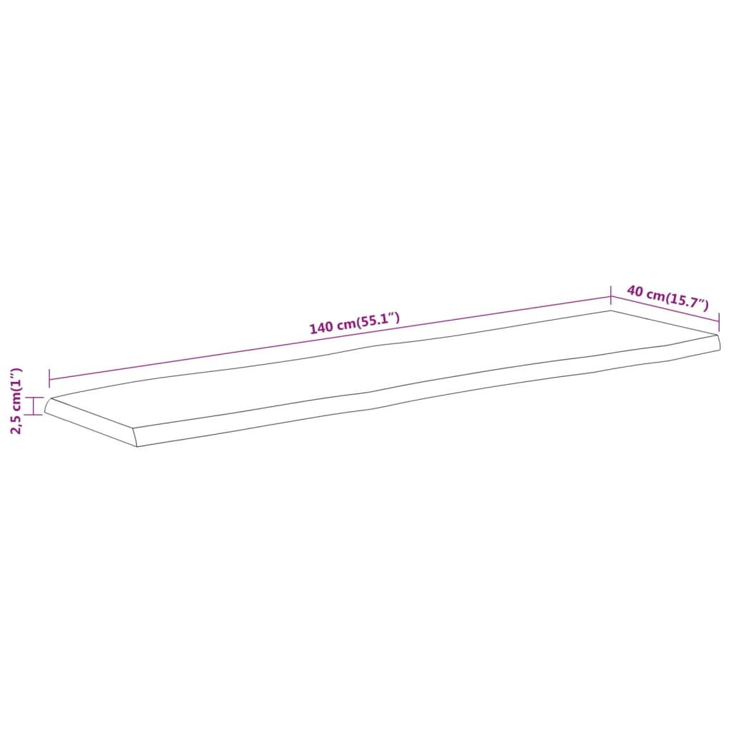 Dessus de table 140x40x2,5 cm rectangulaire bois massif acacia Plateaux de table vidaXL   