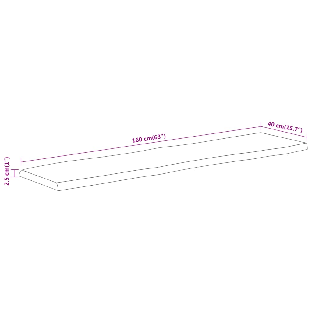 Dessus de table 160x40x2,5 cm rectangulaire bois massif acacia Plateaux de table vidaXL   