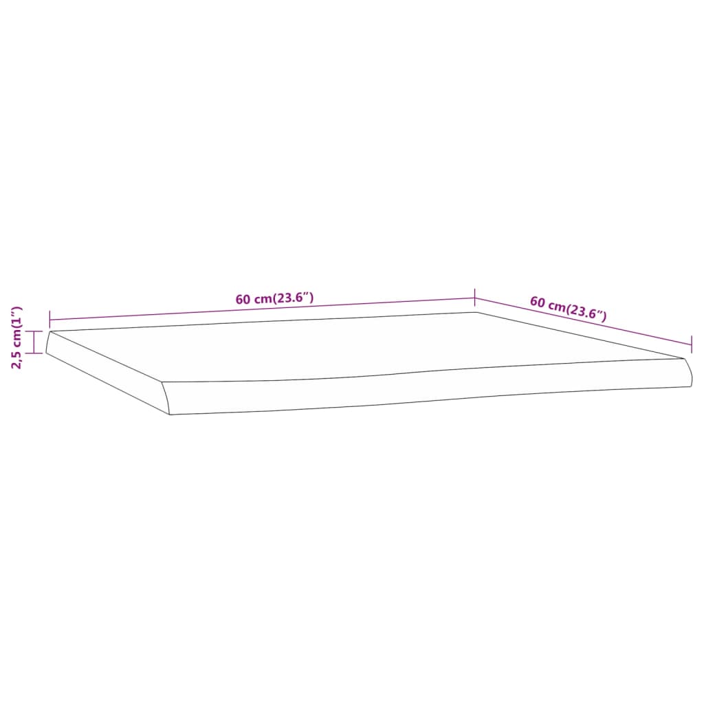 Dessus de table 60x60x2,5 cm carré bois massif acacia Plateaux de table vidaXL   