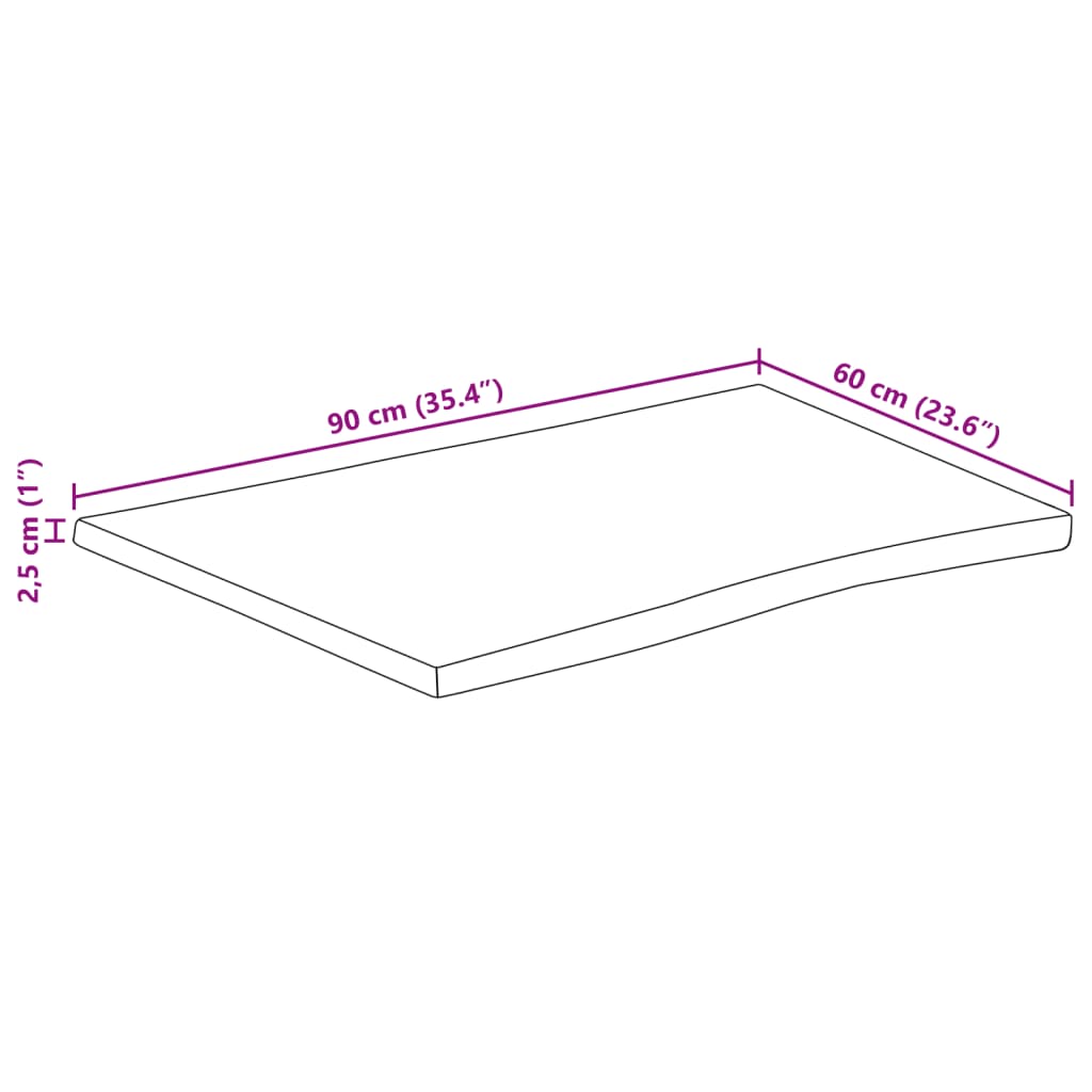 Dessus de table 90x60x2,5 cm rectangulaire bois massif d'acacia Plateaux de table vidaXL