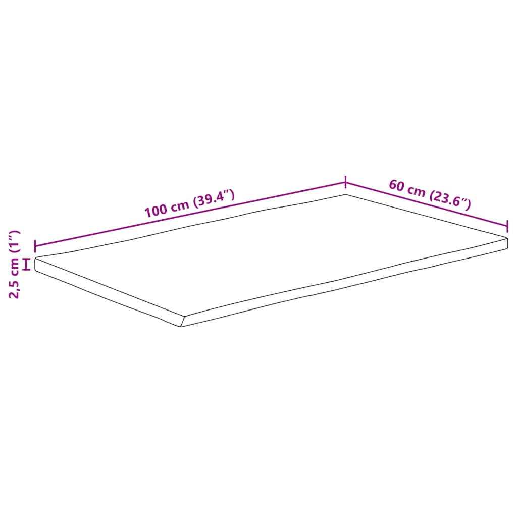 Dessus de table 100x60x2,5cm rectangulaire bois massif d'acacia Plateaux de table vidaXL