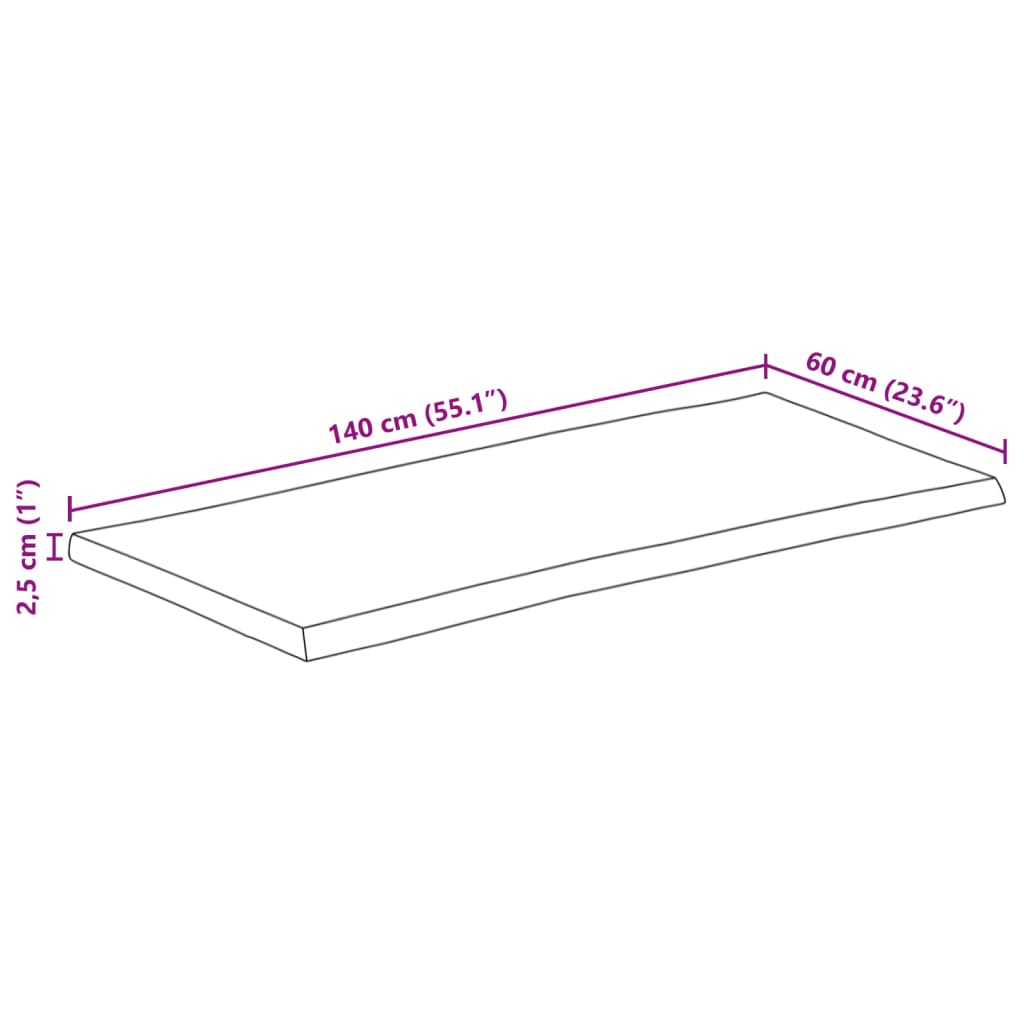 Dessus de table 140x60x2,5cm rectangulaire bois massif d'acacia Plateaux de table vidaXL