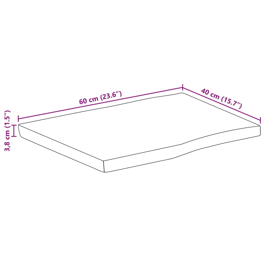 Dessus de table 60x40x3,8 cm rectangulaire bois massif d'acacia Plateaux de table vidaXL