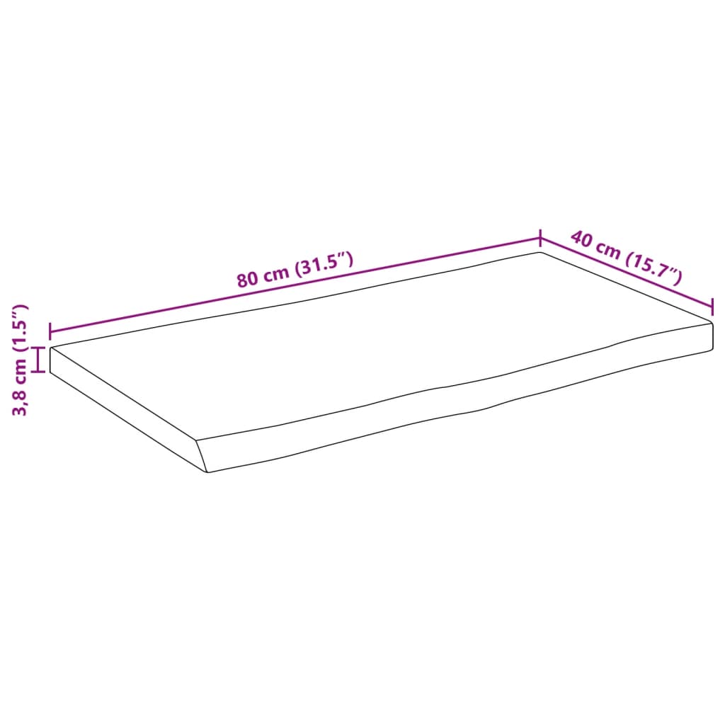 Dessus de table 80x40x3,8 cm rectangulaire bois massif acacia Plateaux de table vidaXL