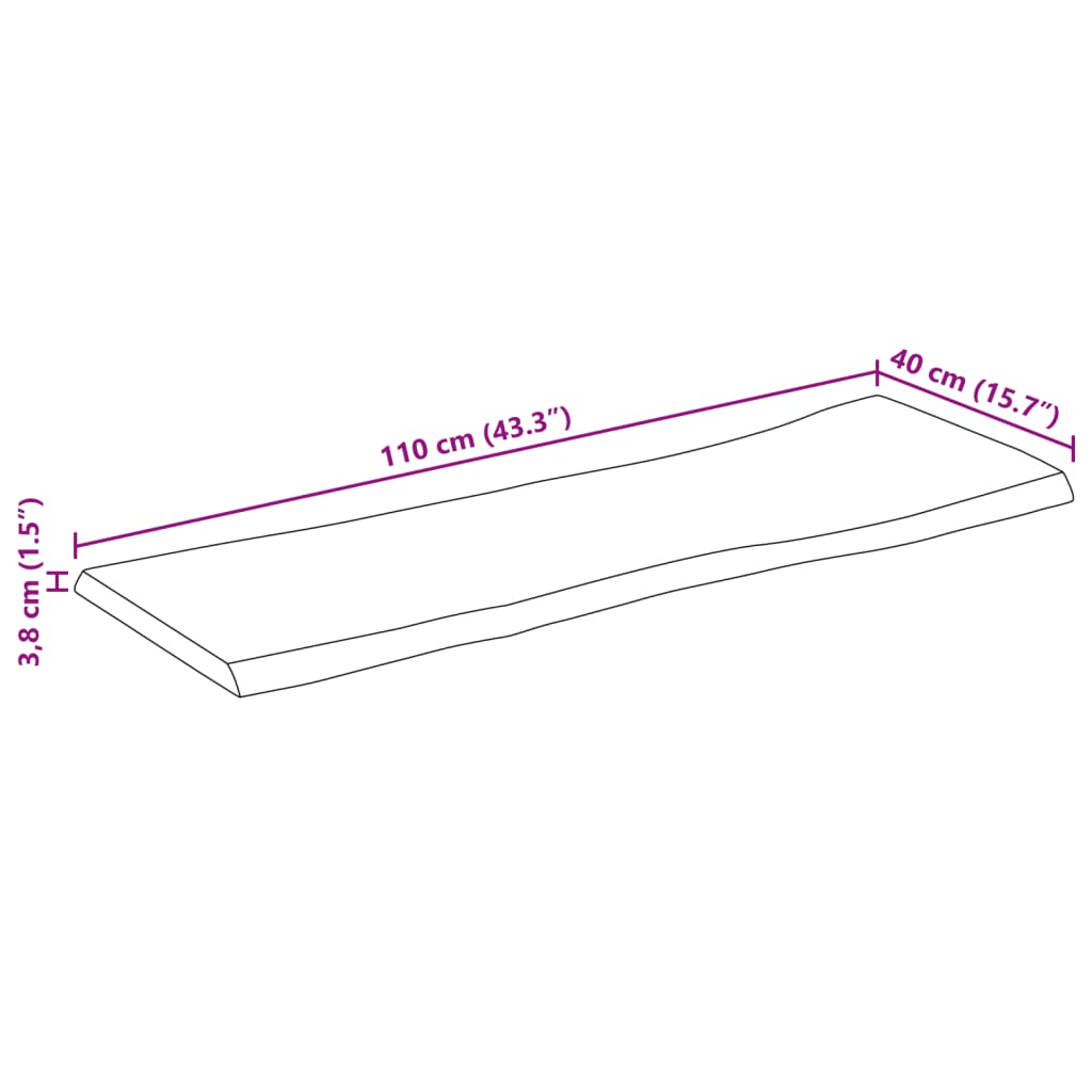 Dessus de table 110x40x3,8 cm rectangulaire bois massif acacia Plateaux de table vidaXL