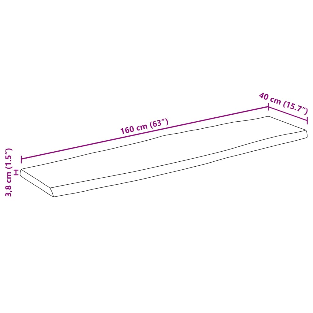 Dessus de table 160x40x3,8 cm rectangulaire bois massif acacia Plateaux de table vidaXL