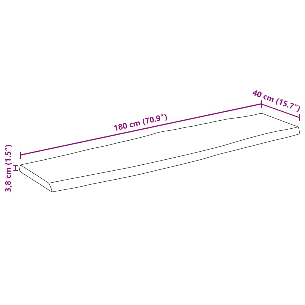 Dessus de table 180x40x3,8 cm rectangulaire bois massif acacia Plateaux de table vidaXL