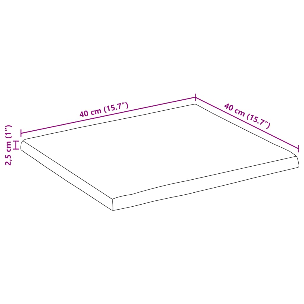 Dessus de table 40x40x2,5 cm bord vivant bois massif manguier Plateaux de table vidaXL