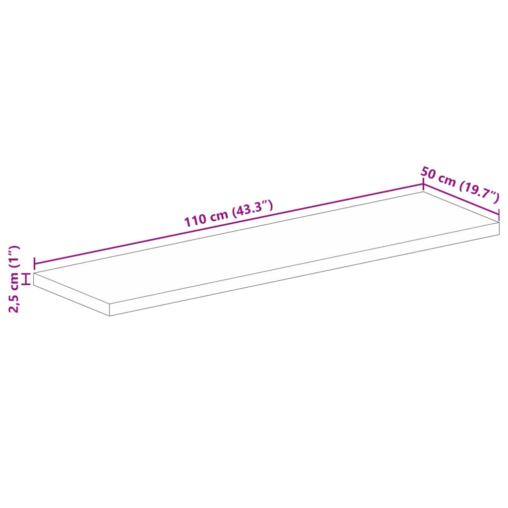 Dessus de table 110x50x2,5cm rectangulaire bois massif d'acacia Plateaux de table vidaXL   