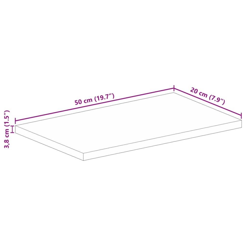 Dessus de table 50x20x3,8 cm rectangulaire bois massif d'acacia Plateaux de table vidaXL   