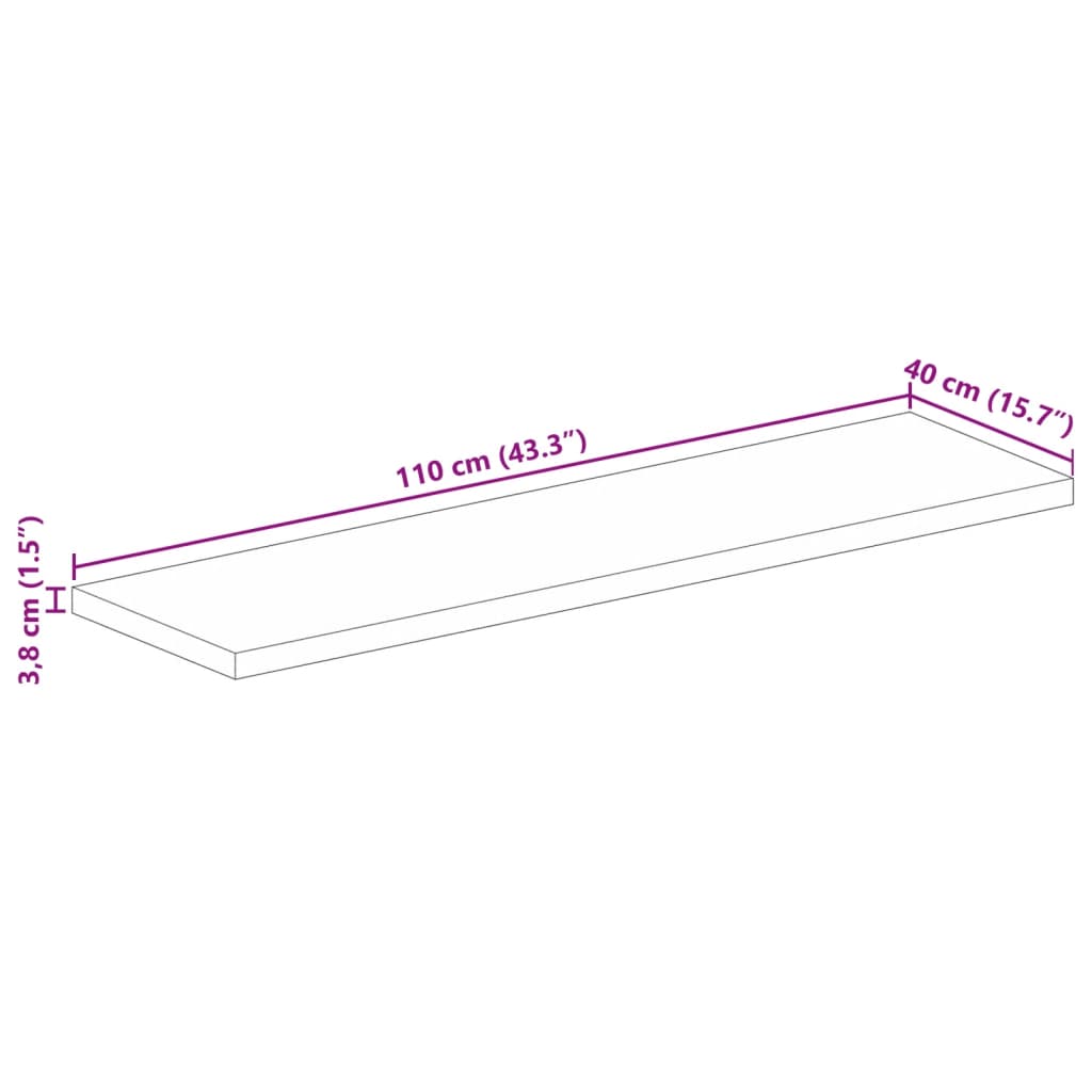 Dessus de table 110x40x3,8cm rectangulaire bois massif d'acacia Plateaux de table vidaXL   