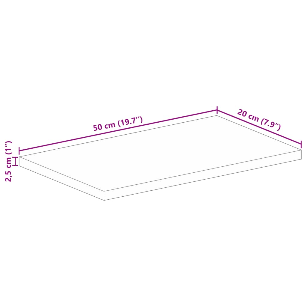 Dessus de table 50x20x2,5 cm rectangulaire bois massif récupéré Plateaux de table vidaXL   