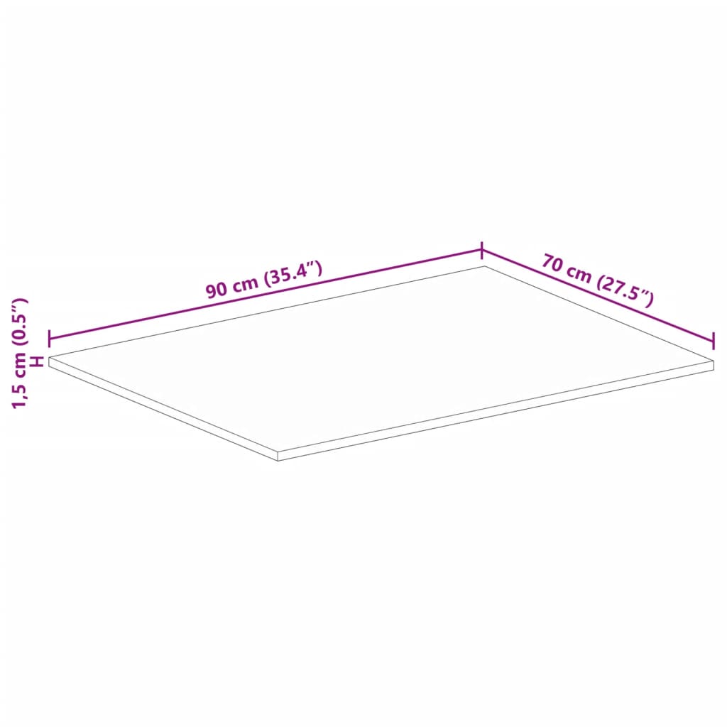 Dessus de table 90x70x1,5 cm rectangulaire bois massif récupéré Plateaux de table vidaXL   