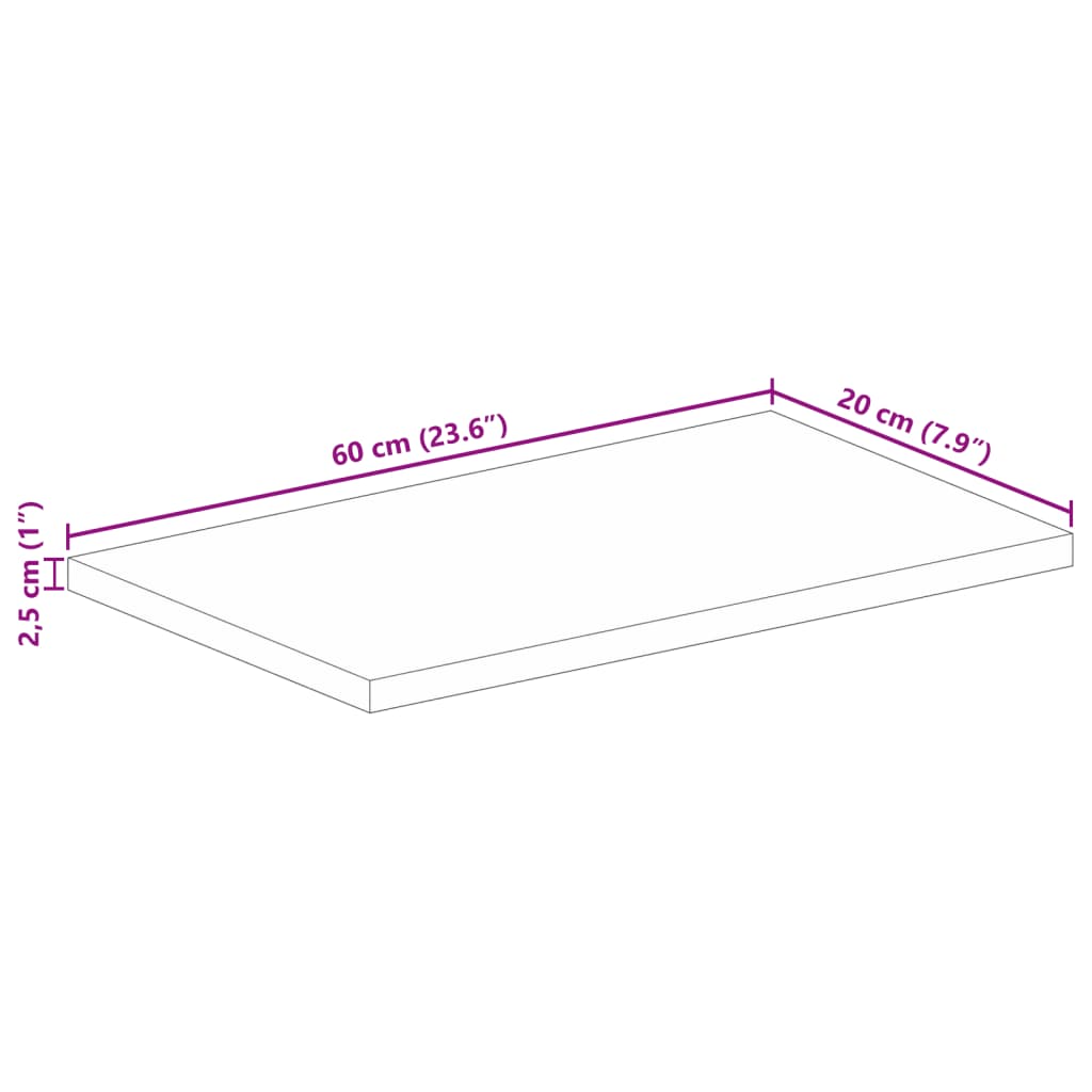 Dessus de table 60x20x2,5 cm rectangulaire bois massif récupéré Plateaux de table vidaXL