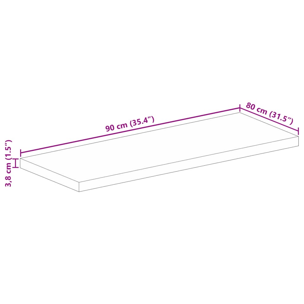 Dessus de table 90x80x3,8 cm rectangulaire bois massif récupéré Plateaux de table vidaXL   